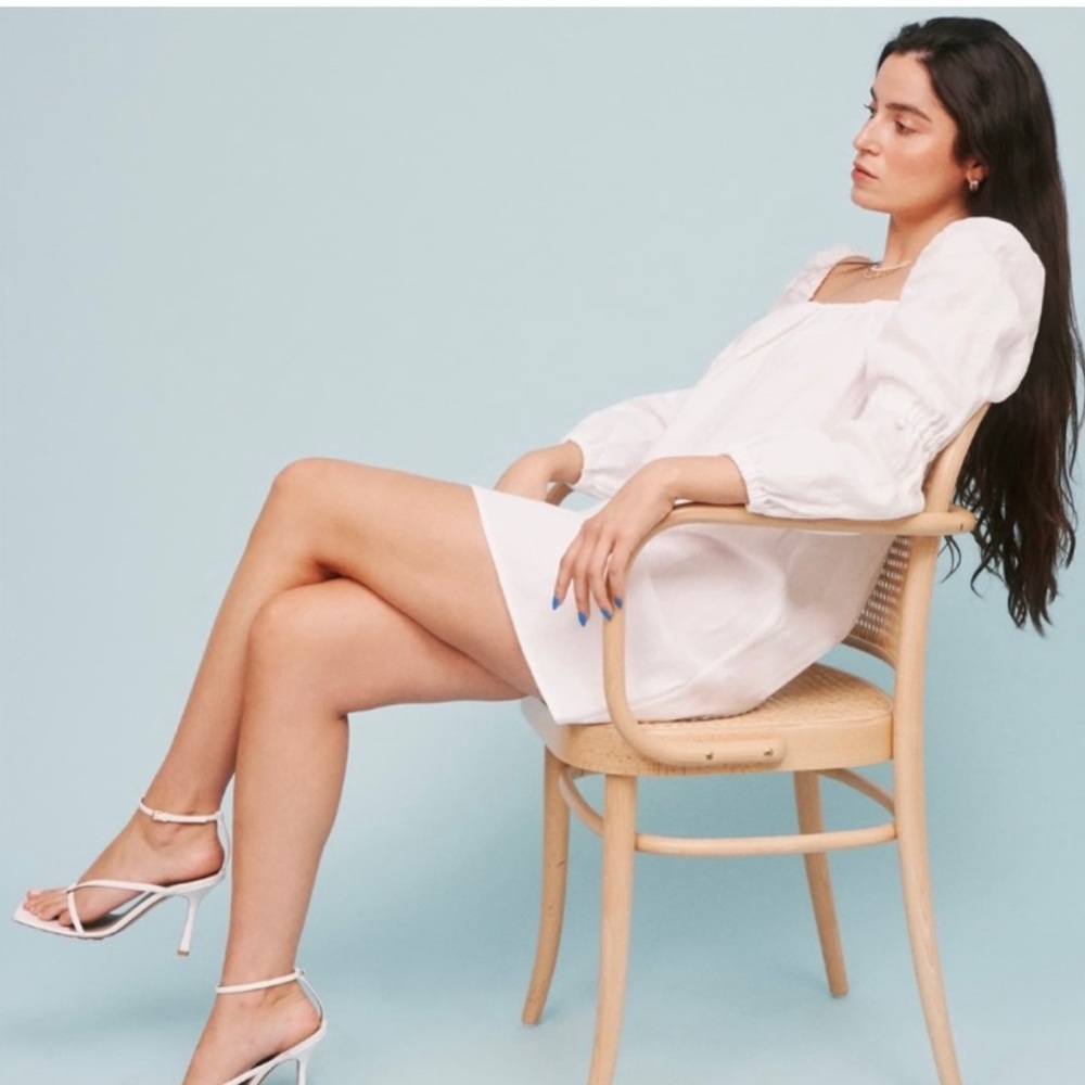 Reformation White Puff Sleeve Mini Dress